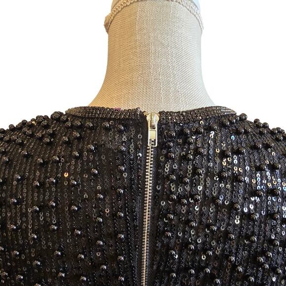 Women's Black Embellished Deep Plunge Mini Dress Sz S/M - Picture 6 of 9